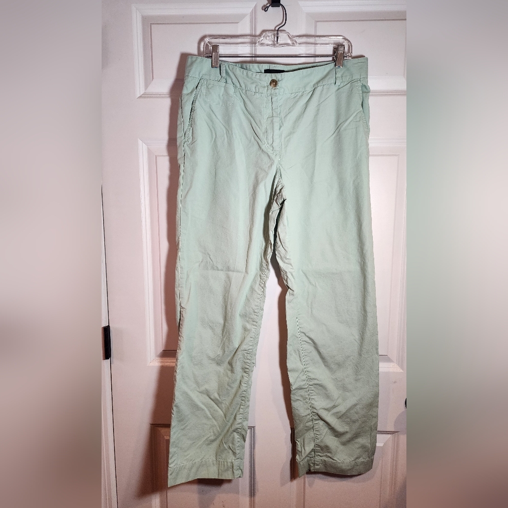Talbots Boyfriend Light Mint Green Casual Pants Straight Leg Size 12